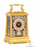 French-gilt-brass-Egyptian-revival-retour-Egypte-striking-carriage-antique-travel-clock-hieroglyphs panels-