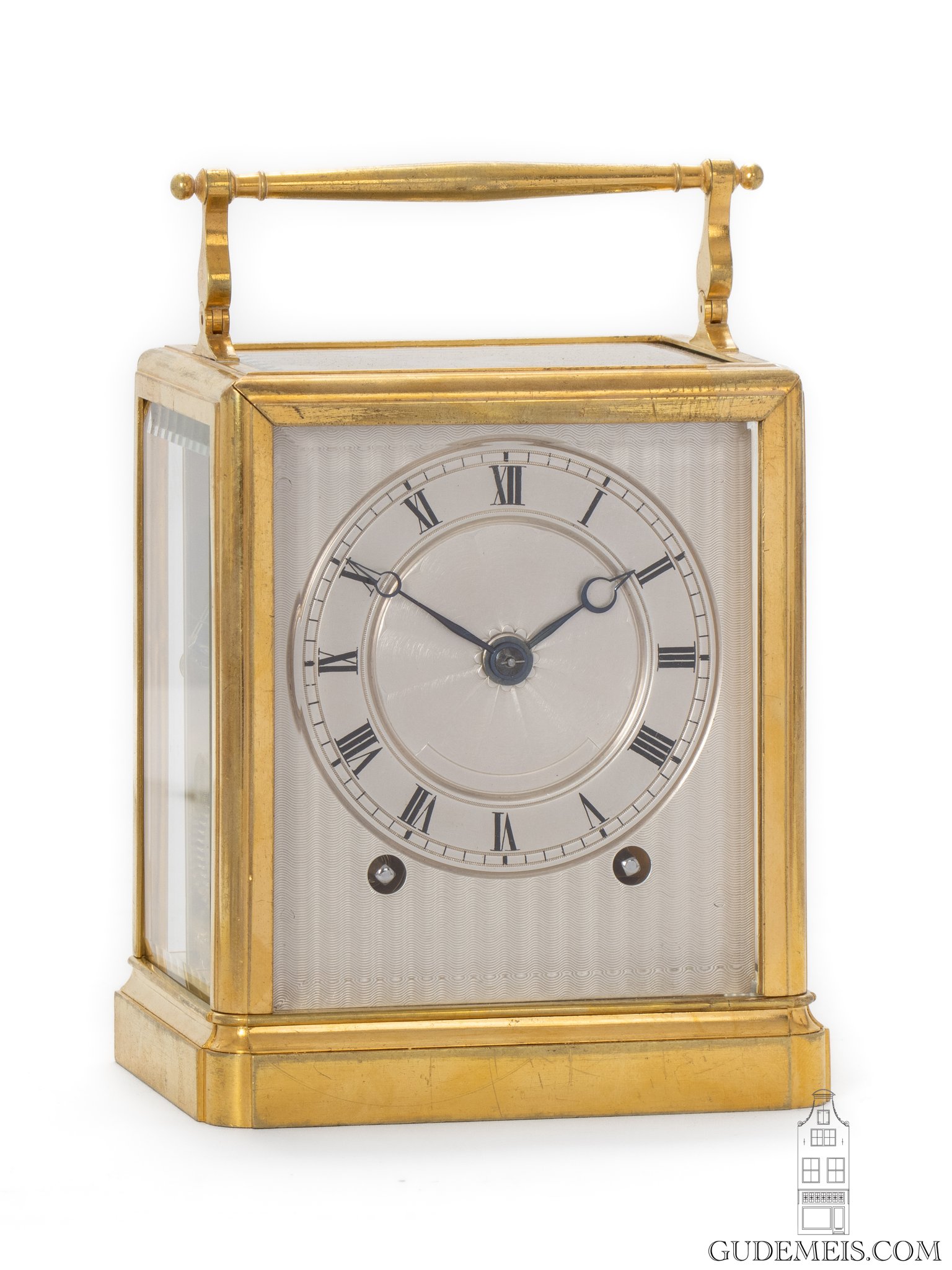 French-gilt-brass-one-piece-series I-Paul-Garnier-striking-travel-carriage-clock-Baullier et fils-Paris-