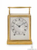 French-gilt-brass-one-piece-series I-Paul-Garnier-striking-travel-carriage-clock-Baullier et fils-Paris-