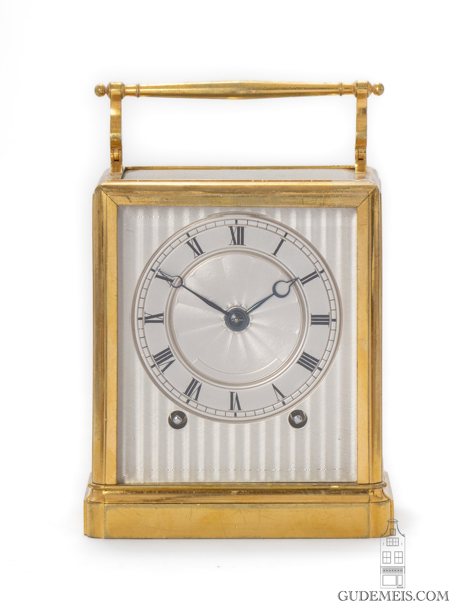 French-gilt-brass-one-piece-series I-Paul-Garnier-striking-travel-carriage-clock-Baullier et fils-Paris-