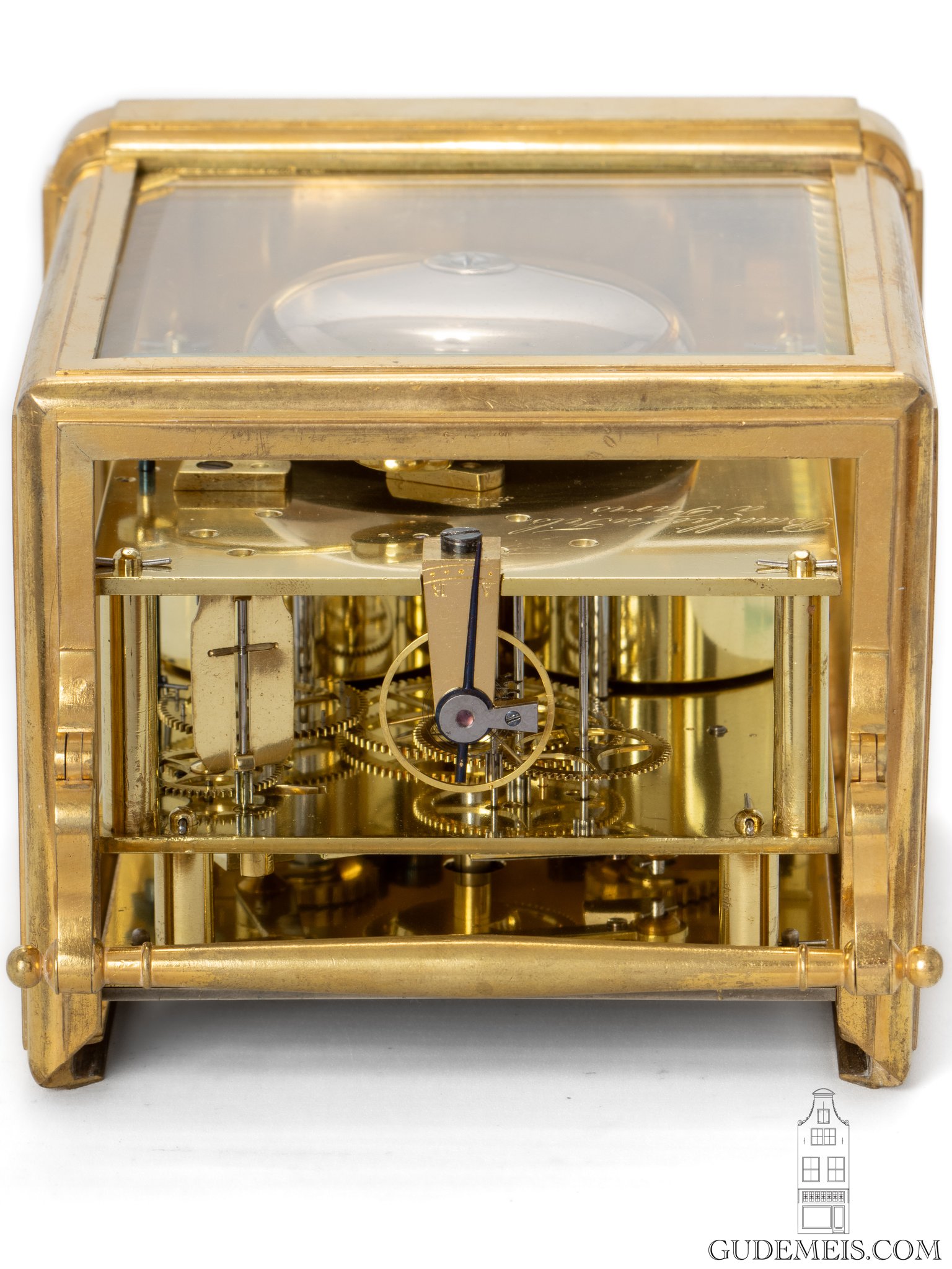 French-gilt-brass-one-piece-series I-Paul-Garnier-striking-travel-carriage-clock-Baullier et fils-Paris-