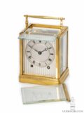 French-gilt-brass-one-piece-series I-Paul-Garnier-striking-travel-carriage-clock-Baullier et fils-Paris-