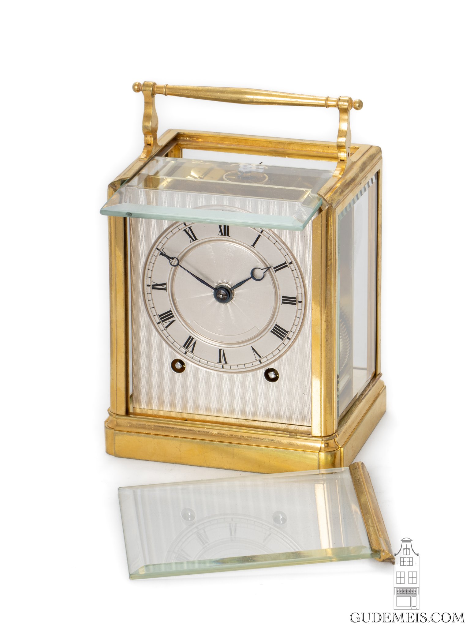 French-gilt-brass-one-piece-series I-Paul-Garnier-striking-travel-carriage-clock-Baullier et fils-Paris-