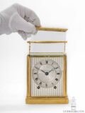 French-gilt-brass-one-piece-series I-Paul-Garnier-striking-travel-carriage-clock-Baullier et fils-Paris-