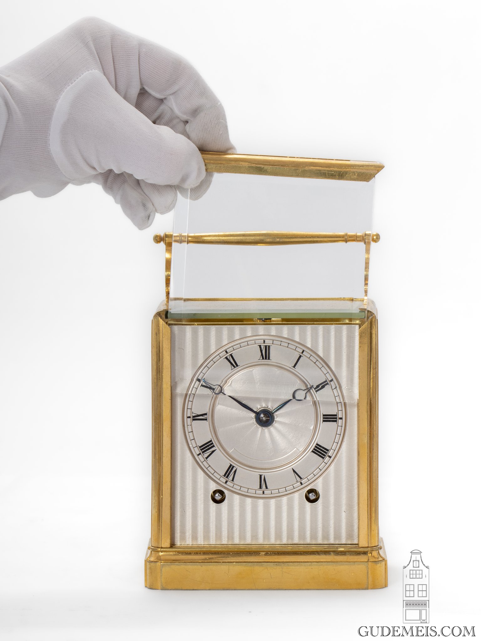 French-gilt-brass-one-piece-series I-Paul-Garnier-striking-travel-carriage-clock-Baullier et fils-Paris-