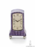 Swiss-sterling-silver-art-deco-guilloche-enamel-arched-subminiature travel-clock-