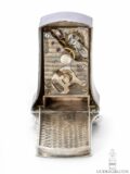 clock-movement-Swiss-sterling-silver-art-deco-guilloche-enamel-arched-subminiature travel-clock-