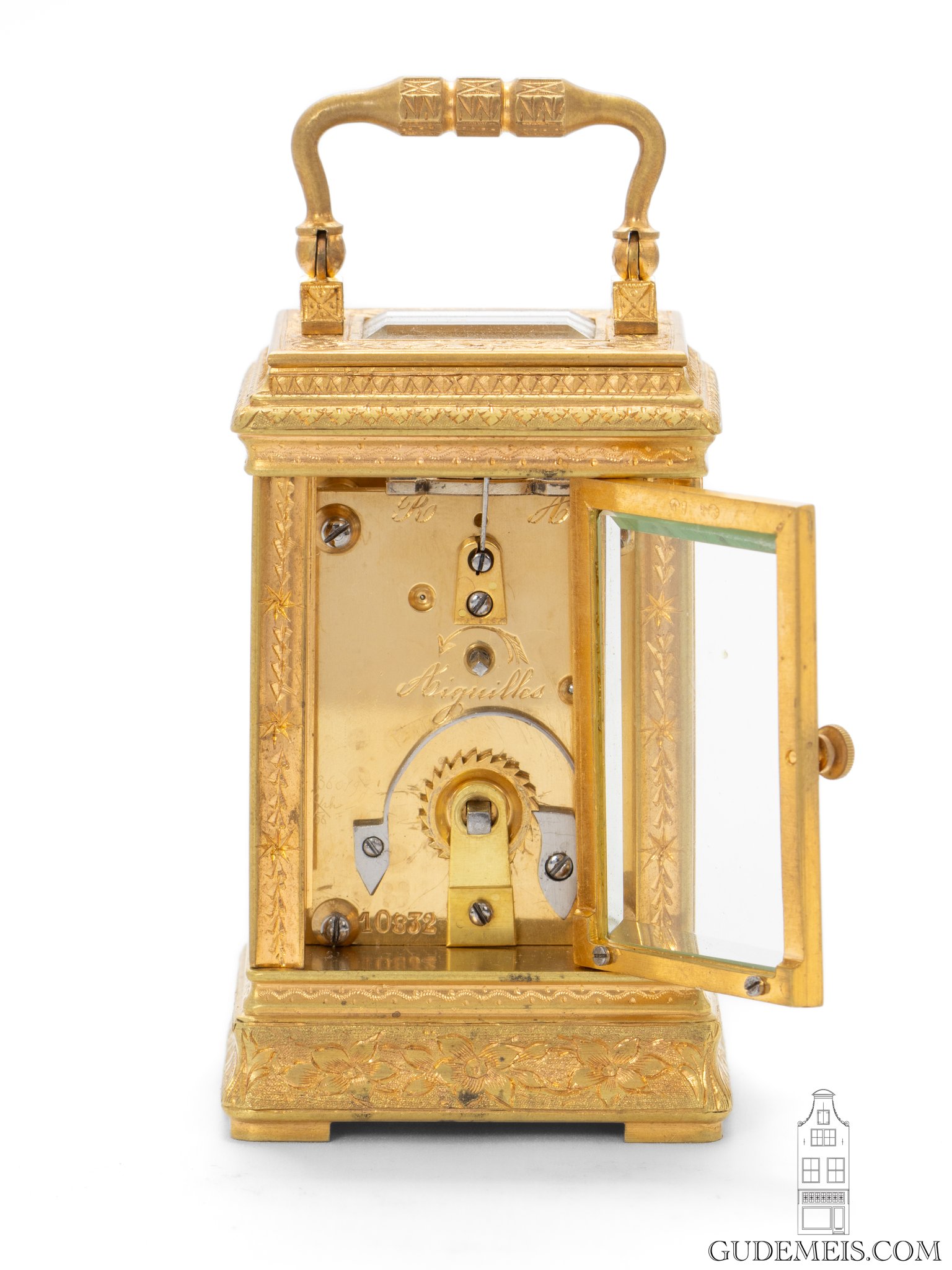 movement-French-miniature-engraved-silvered-gilt-brass-gorge-case-travel-carriage-clock-