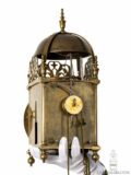 back-view-brass-English-engraved-lantern-clock-striking-alarm-central-pendulum-wing-lantern-clock-