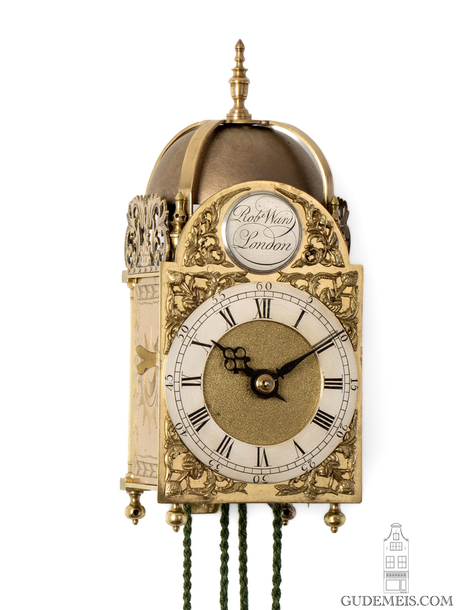 miniature-English-brass-bell-striking-lantern-clock-Robert-Ward-London-