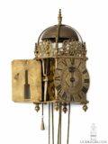 side-view-brass-English-engraved-lantern-clock-striking-alarm-central-pendulum-wing-lantern-clock-